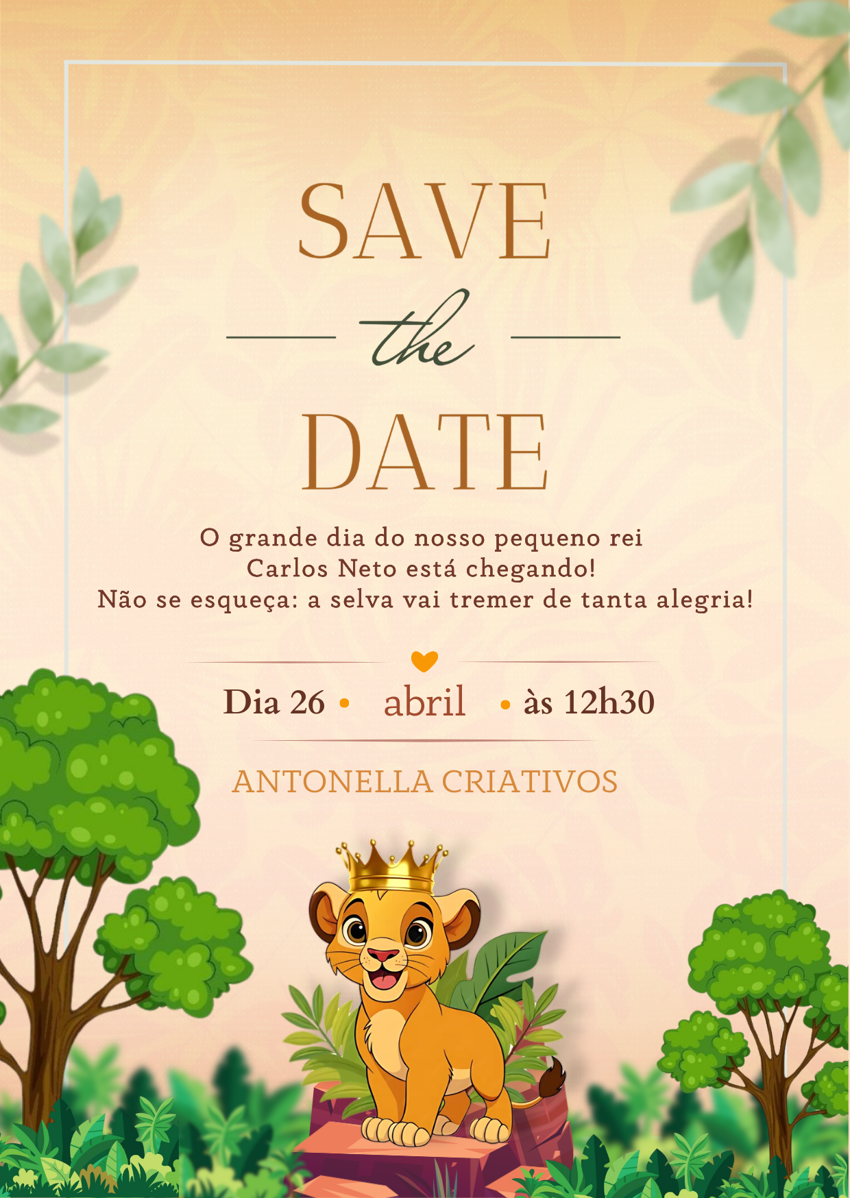 Save the Date - exemplo Rei Leão